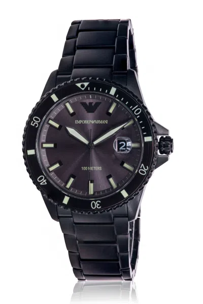 Emporio Armani Black Stainless Steel Mens Watch In Blue