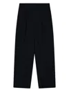Emporio Armani Stretch Sandblasted Fabric Trousers With Pleats In Black