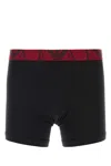 Emporio Armani Black Stretch Cotton Boxer Set In Gold