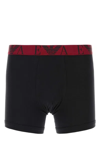 EMPORIO ARMANI BLACK STRETCH COTTON BOXER SET