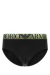 Emporio Armani Black Stretch Cotton Brief In Black