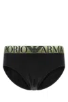 Emporio Armani Black Stretch Cotton Brief In Black