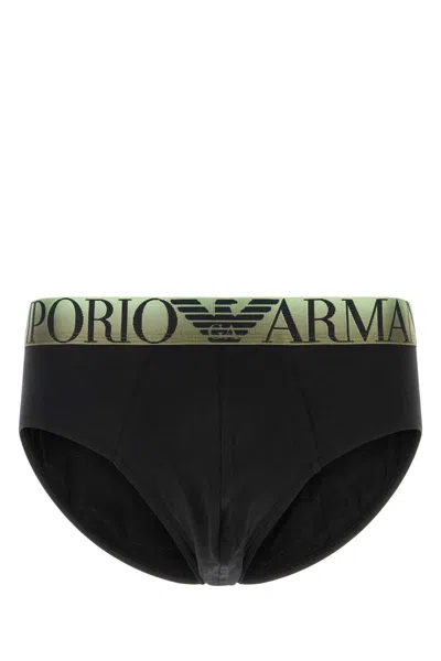 Emporio Armani Stretch Cotton Briefs In Black