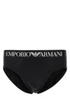 Emporio Armani Black Stretch Cotton Brief In Black