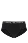 Emporio Armani Black Stretch Cotton Brief Set In Black