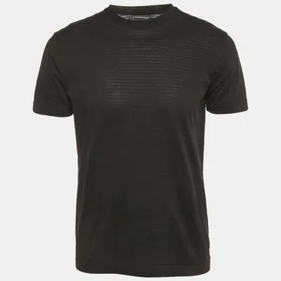 Pre-owned Emporio Armani Black Stripe Knit Short Sleeve T-shirt S