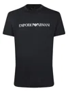 Emporio Armani Blue Crewneck T-shirt With Logo Lettering On The Front In Blue
