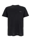Emporio Armani Black T-shirt With Logo Lettering On The Front In Cotton And Lyocell Blend Man In Black