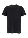 Emporio Armani Black T-shirt With Logo Lettering On The Front In Cotton And Lyocell Blend Man In Black