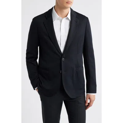 Emporio Armani Black Textured Stretch Nylon Sport Coat In Solid Black