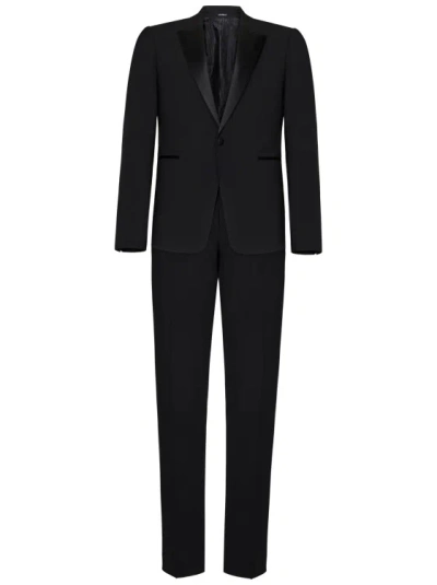 Emporio Armani Black Virgin Wool Tuxedo Suit
