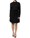 Emporio Armani Black Viscose Long Sleeves A-line Mini Women's Dress In Black