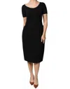 Emporio Armani Black Viscose Short Sleeves Sheath Midi Dress In Black