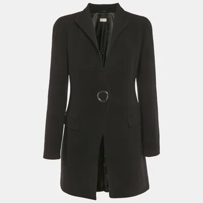 Pre-owned Emporio Armani Black Wool Mid-length Coat L