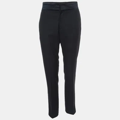 Pre-owned Emporio Armani Black Wool Regular Fit Trousers S