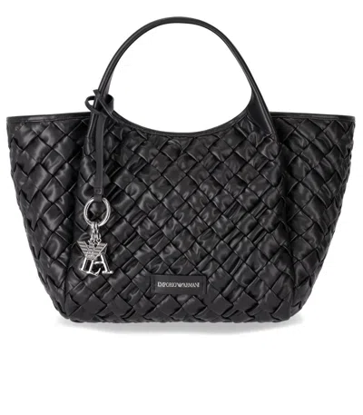 Emporio Armani Black Woven Handbag