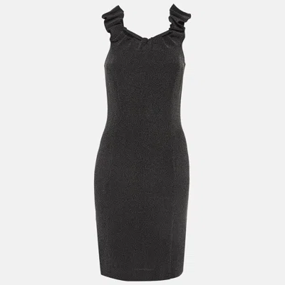 Pre-owned Emporio Armani Black/grey Knit Mini Dress S