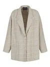 Emporio Armani Oversized Check Tweed Blazer In Beige