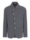 Emporio Armani Guru-collar Jacket With Off-centre Fastening In Bark-effect Armure Fabric