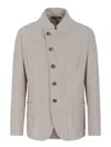 Emporio Armani Mens Beige Scuro Melange Chunky-knit Asymmetric Wool-blend Blazer In Beige