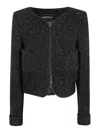 Emporio Armani Lurex Sequinned Zipped Jacket In Black