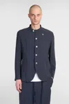 Emporio Armani Twill Jacket Button Detailing In Blue