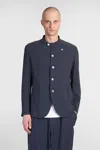 Emporio Armani Twill Jacket Button Detailing In Blue