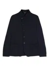 Emporio Armani Patterned-jacquard Jersey Jacket In Blue