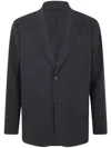 Emporio Armani Single-breasted Jacket In Nylon Seersucker In Blue