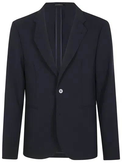 Emporio Armani Tailored Single Breasted Suit Jacket With Back Vent In Black