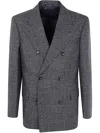 Emporio Armani Grisaille Regular Fit Double Breasted Suit Jacket In Dark Grey Melange