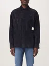 Emporio Armani Leather Shirt In Blau