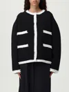 Emporio Armani Ottoman Stitch Knit Jacket With Fringe Hems In Black