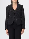 Emporio Armani Metallic Tweed Blazer In Black