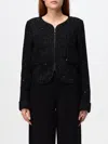 Emporio Armani Lurex Sequinned Zipped Jacket In Schwarz