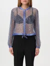 Emporio Armani Sequin Embellished Semi-sheer Jacket In Hellblau