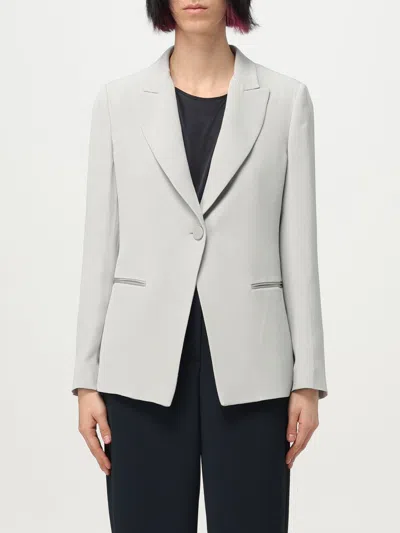 Emporio Armani Icon Chevron Acetate-blend Single-breasted Blazer In Beige