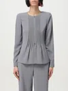 Emporio Armani Jacket In Pleated Fluid Armure Fabric In Grey
