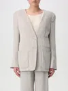 Emporio Armani Single-breasted Jacket In Fluid Canneté In Natural