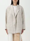 Emporio Armani Oversized Check Tweed Blazer In Natural