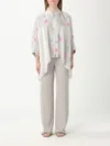 Emporio Armani Fluid Viscose Tunic With All-over Floral Print In White