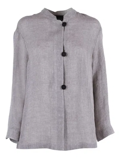 Emporio Armani Guru Collar Washed Fluid Lyocell Shirt In Pink