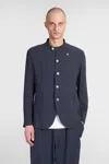 Emporio Armani Twill Jacket Button Detailing In Blue
