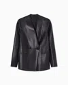 Emporio Armani Blazer In Lambskin Nappa With Raw Cut Gloves Asv In Black