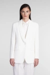 Emporio Armani Tailored Single-breasted Blazer In Bianco Ottico