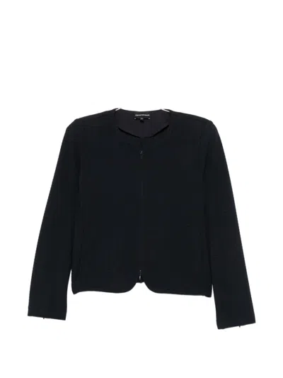Emporio Armani Knit Blazer Jacket Round Neck Design In Black