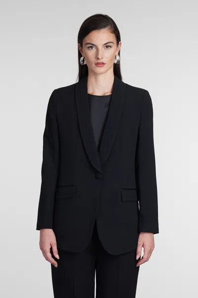 Emporio Armani Single-breasted Blazer In Envers Satin In Nero-black