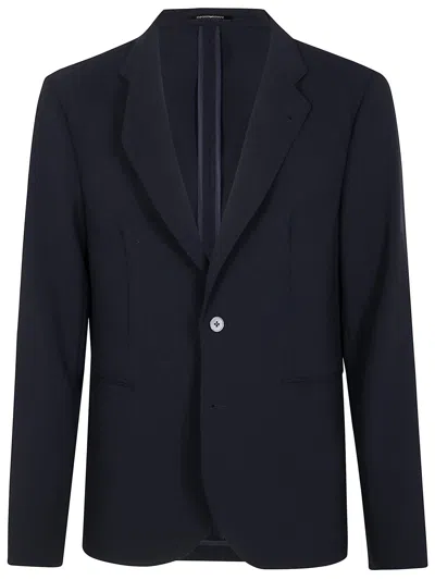 Emporio Armani Tailored Single Breasted Suit Jacket With Back Vent In Black