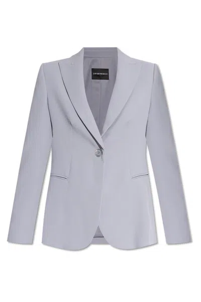 Emporio Armani Blazer With Closed Lapels In Grey