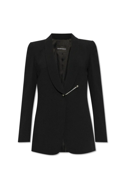 Emporio Armani Blazer With Decorative Fastener In Nero